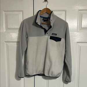 Patagonia Light Gray Fleece with Navy Accents